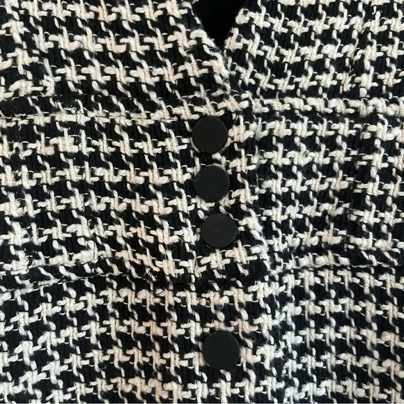 ZARA MIDI TWEED HERRINGBONE PINAFORE JUMPER DRESS BLACK WHITE BUTTONS MEDIUM - Picture 9 of 15